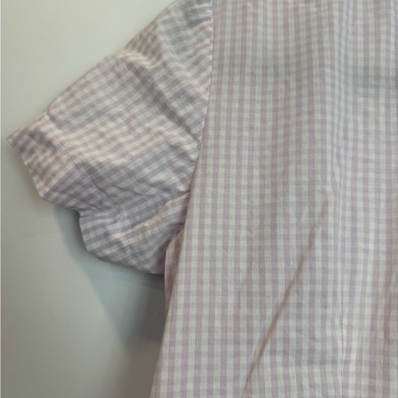 More & More lilac pastel gingham Checkered Short Sleeve Shirt blouse - Picture 7 of 7